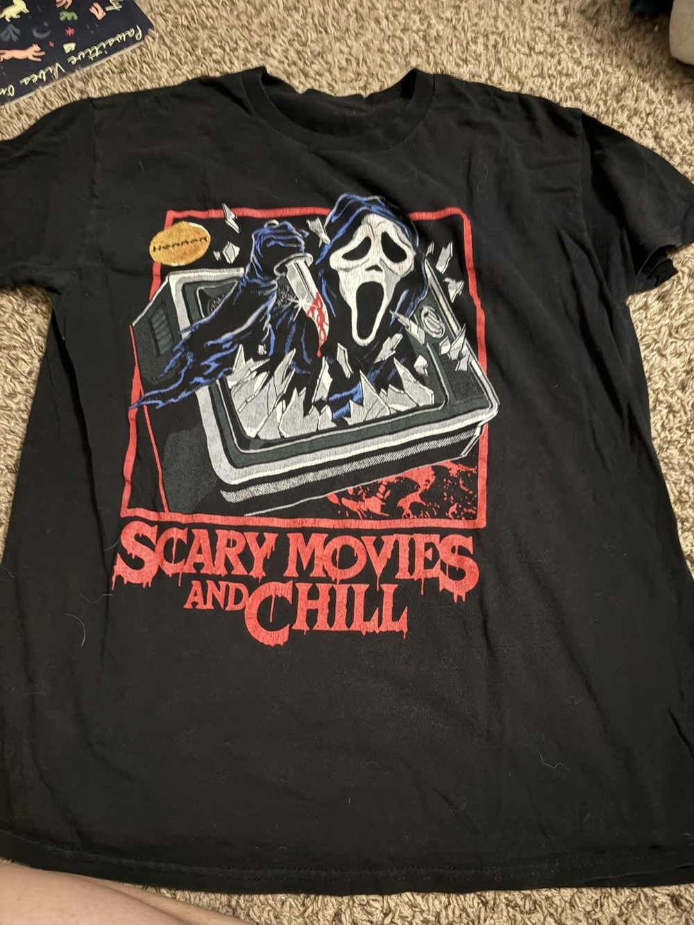 Scary Movies and Chill Black Graphic Tee